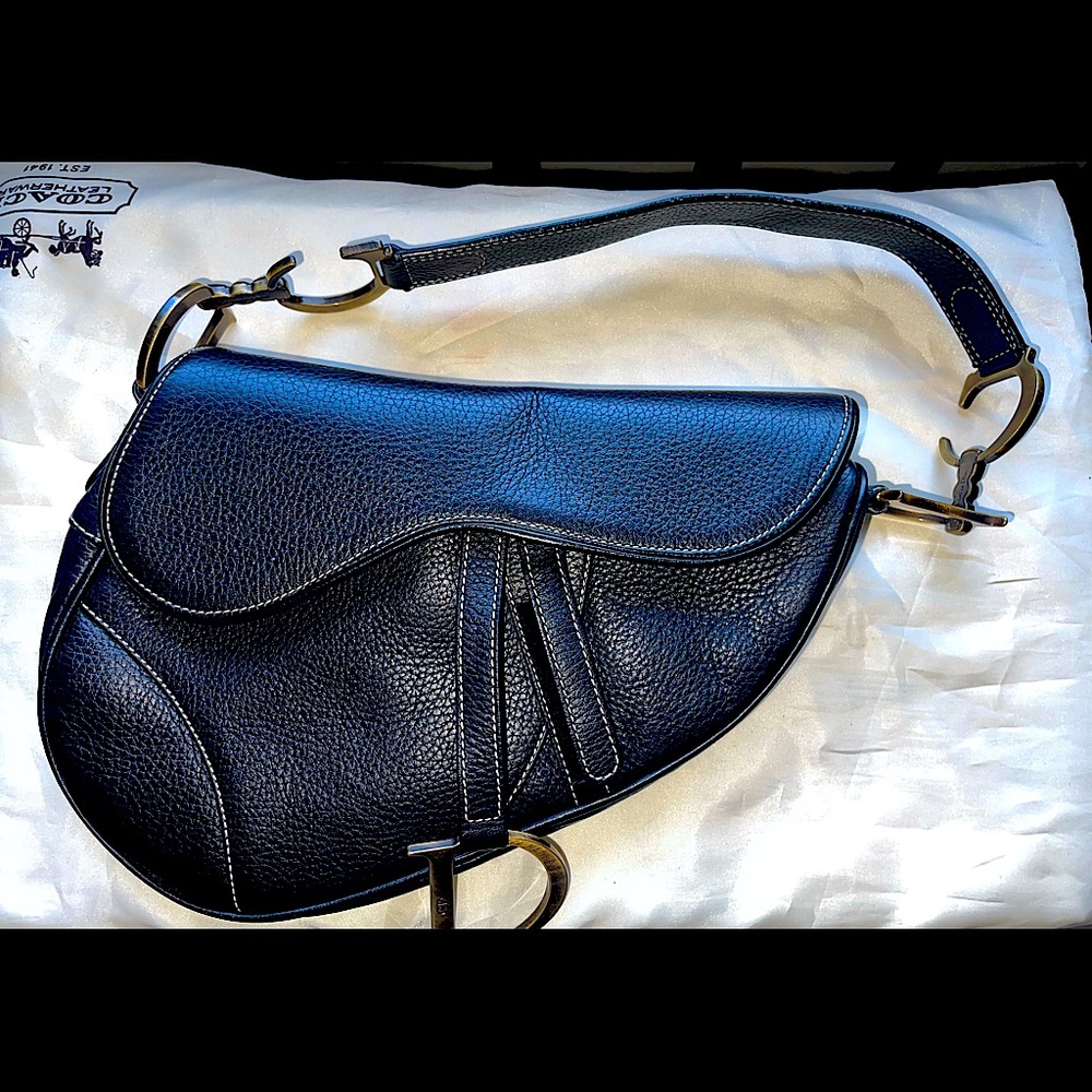 Authentic Christian Dior leather saddle bag